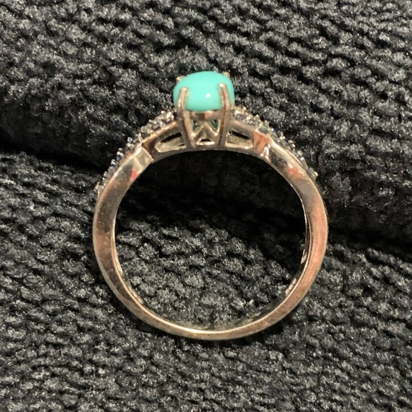 Turqouise w/small Sapphire Silver 925 Ring size(7) - Picture 3 of 4